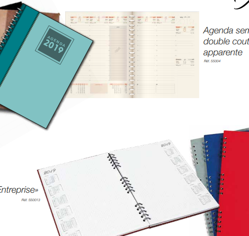 Annonce: Agenda semainier double couture et spirale apparente