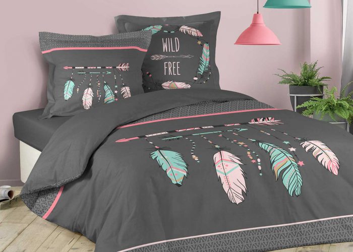 Image annonce: Parure Housse de couette et deux taies coton 200x200cm