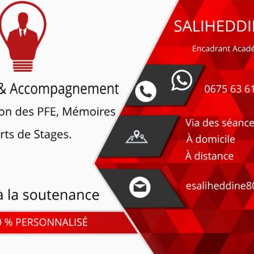 Annonce: ACCOMPAGNEMENT ENCADREMENT PFE MEMOIRE RAPPORT DE STAGE