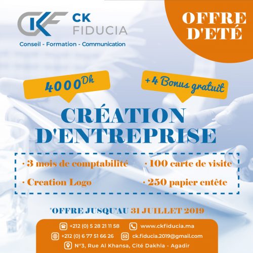 Annonce: Création d'entreprise AGADIR + Bonus Gratuit