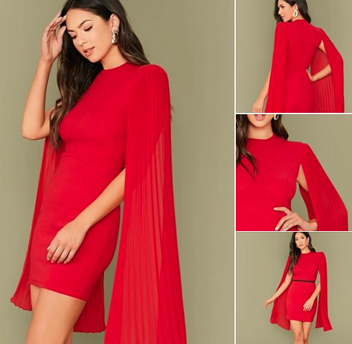 Image annonce: Robe Cape moulant couleur rouge