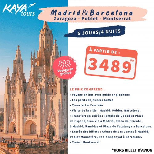 Annonce: MADRID & BARCELONA ( Zaragoza - Poblet - Montserrat )