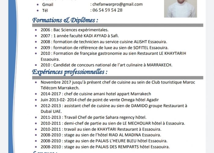 Image annonce: Chef cuisinier