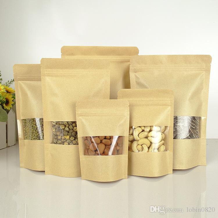 Sachet Kraft Zip Refermable et Alimentaire avec fenêtre transparente