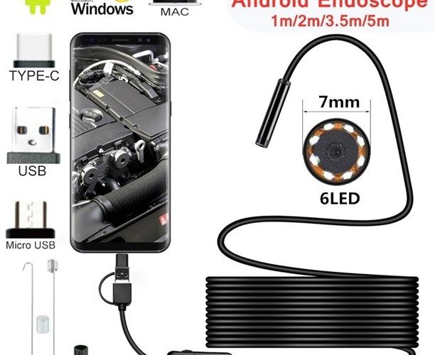 Image annonce: Caméra Endoscope Flexible Étanche D’inspection pour Android PC Portable 6 led Réglable