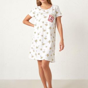 Annonce Chemise De Nuit Blanche Imprimée En Coton (Taille : XS / S / M / L / XL / 2XL)