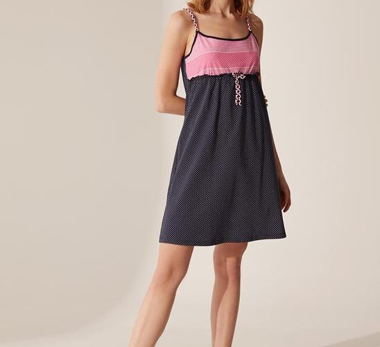 Image annonce: Chemise De Nuit Bleu-Marine En Coton (Taille : XS / S / M / L / XL / 2XL)