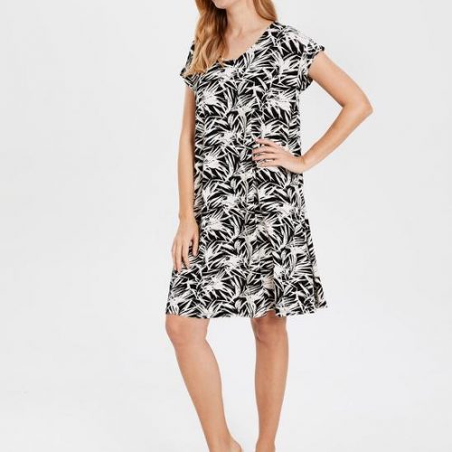 Annonce: Robe Noir Imprimé Blanc En Viscose Pour Femme (Tailles : XS | S | M | L | XL | 2XL )