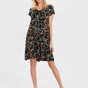 Annonce Robe Noir Imprimée Multicolore En Viscose Pour Femme (Taille : XS / S / M / L / XL / 2XL)
