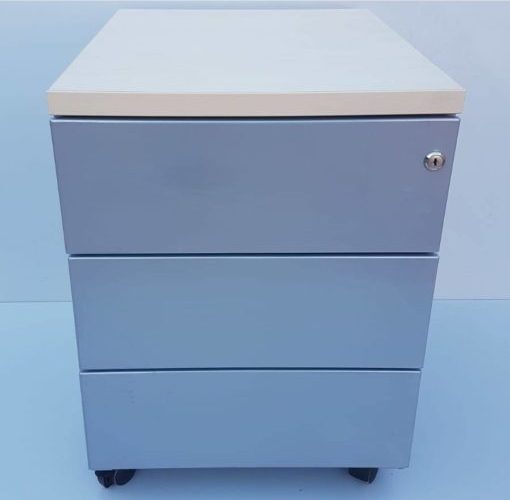 Image annonce: Caisson en métal Haworth couleur gris 3 tiroirs