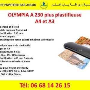 Annonce OLYMPIA A 230 plus plastifieuse A4 et A3