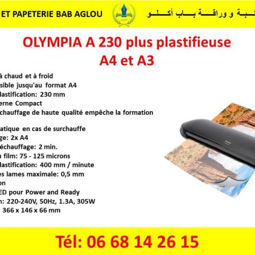 Annonce: OLYMPIA A 230 plus plastifieuse A4 et A3