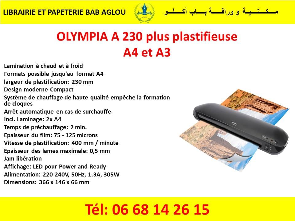 OLYMPIA A 230 plus plastifieuse A4 et A3