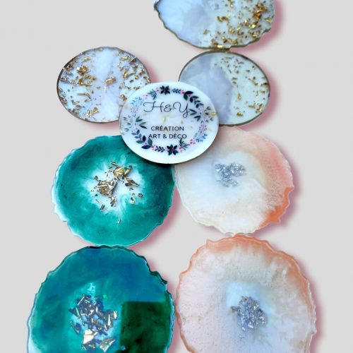 Annonce: 4 sous tasse handmade en résine epoxy