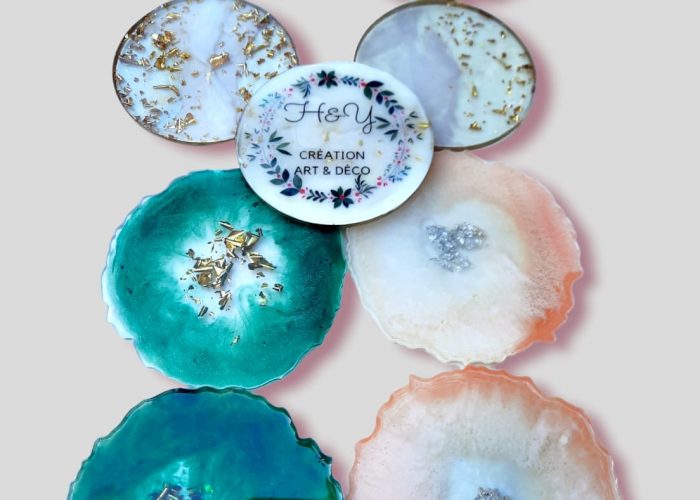Image annonce: 4 sous tasse handmade en résine epoxy