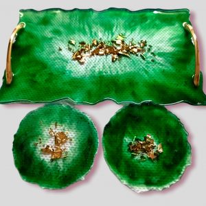 Annonce Plateau et 2 sous tasse handmade en résine epoxy
