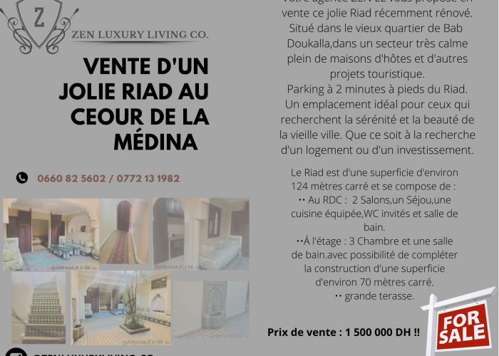Image annonce: Affaire à saisir ! joli Riad au cœur de la médina