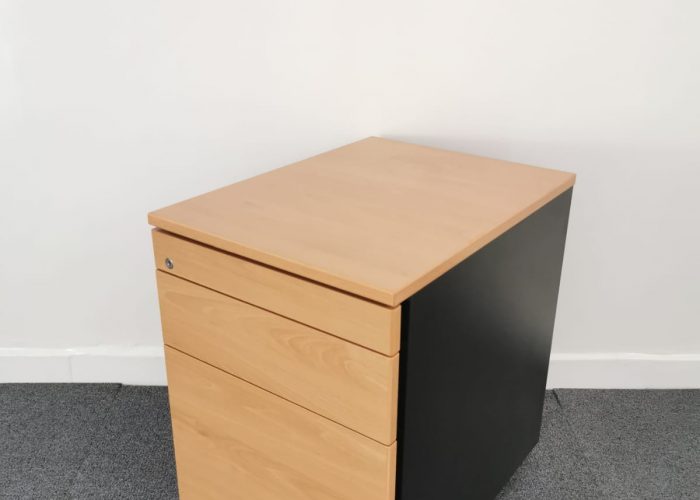 Image annonce: Caisson trois tiroirs en bois avec rangement stylo noir marron
