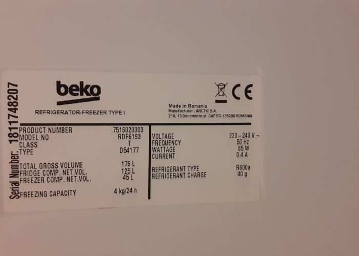 Image annonce: Vente Réfrigérateur BEKO presque neuf