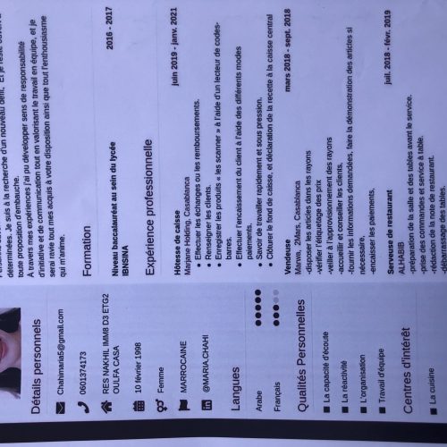 Annonce: J’ai recherch un travail