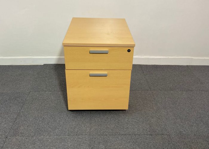 Image annonce: Caisson 2 tiroir à roulette chêne en bois