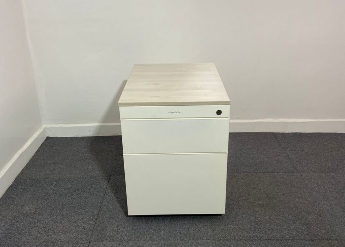 Image annonce: Caisson bas à roulette blanc finition bois Magencia