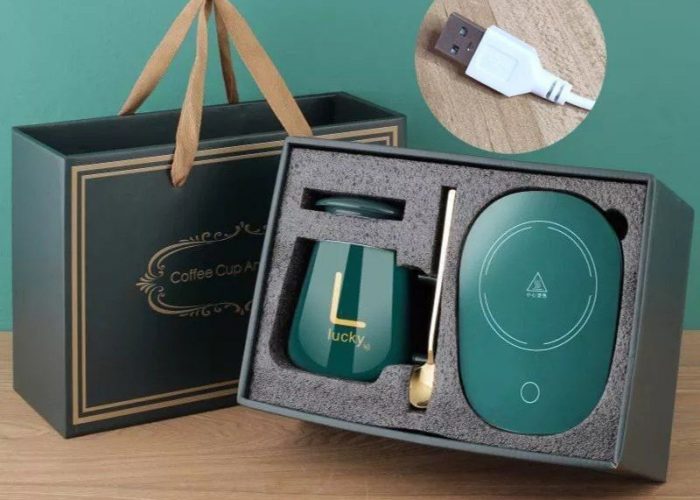 Image annonce: Mug en céramique usb chauffant كأس مع ملعقة و مسخن كهربائي من السيراميك