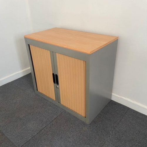 Annonce: Armoire basse Steelcase bi-color finition bois