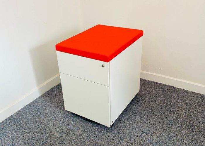 Image annonce: Caisson à roulette Magencia blanc avec top tissus orange