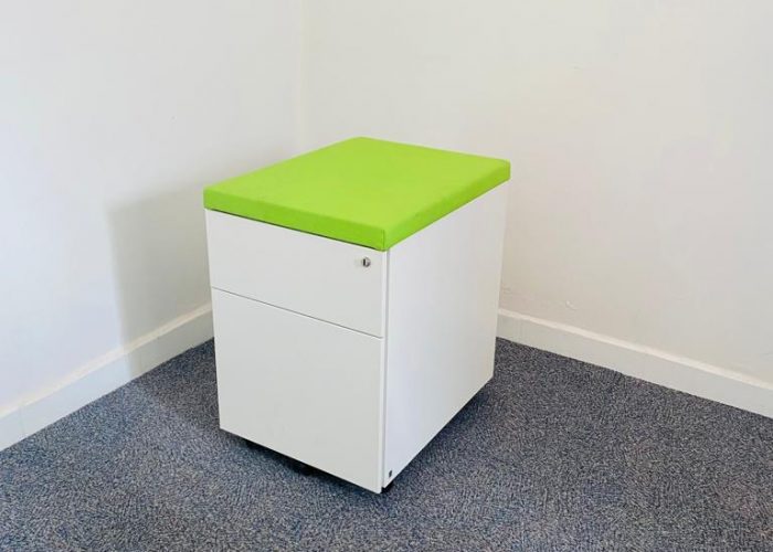 Image annonce: Caisson à roulette Magencia blanc avec top tissus vert