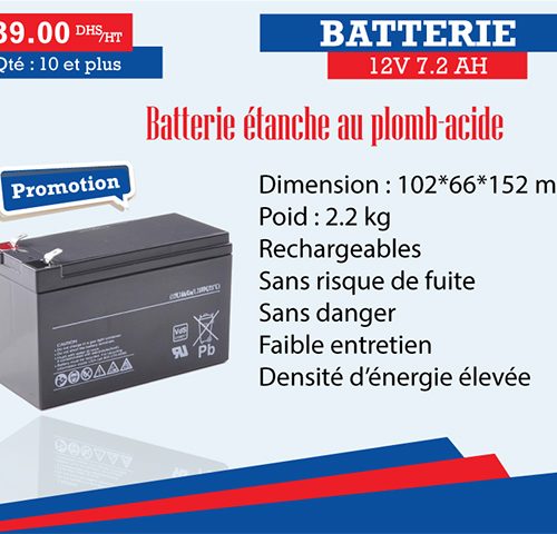 Annonce: promotion des batteries 12V 7.2 AH