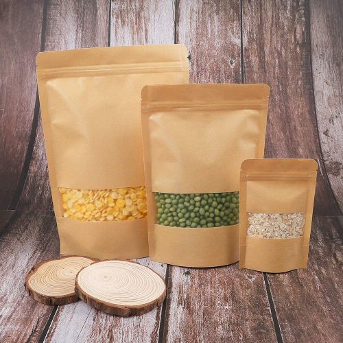 Annonce: Sachet sac plastifié zip kraft avec fenêtre transparente Refermable Alimentaire imperméabl