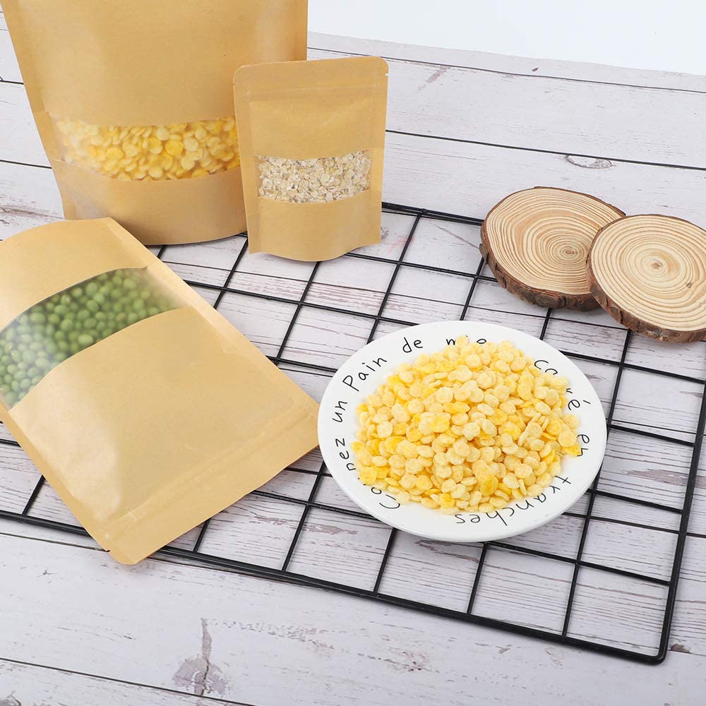 Sachet sac plastifié zip kraft avec fenêtre transparente Refermable
