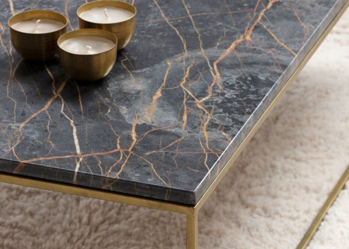 Image annonce: Table basse marbre noir de et métal doré