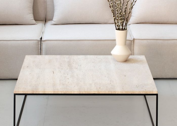 Image annonce: Table basse travertin et métal noir