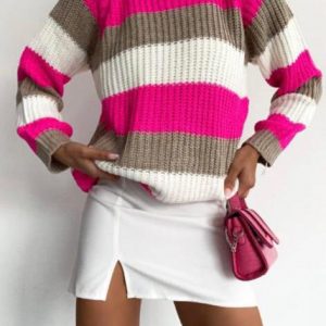 Annonce Pull mi-long rayé doux