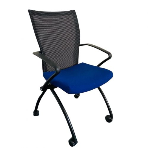 Annonce: Siège de conférence Haworth Comforto 99 bleu, mobile, dossier résille