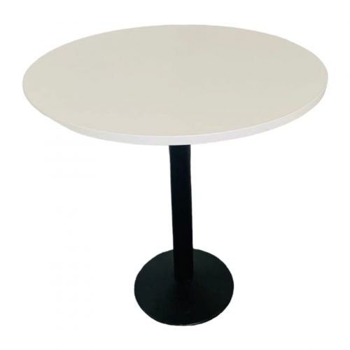 Annonce: Table haute bar mange debout blanche piétement métal