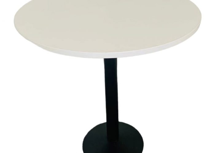 Image annonce: Table haute bar mange debout blanche piétement métal