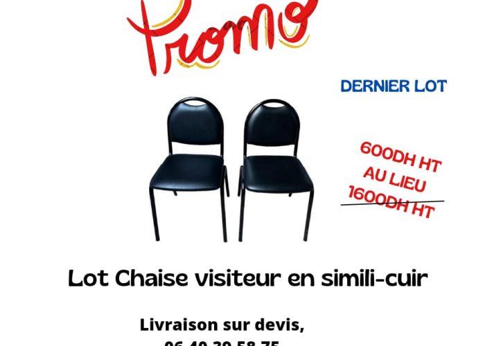 Image annonce: Chaise visiteur simili cuir iltaly empilable promo