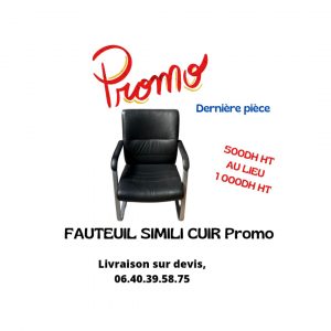 Annonce Fauteuil simili cuir noir luge structure grise