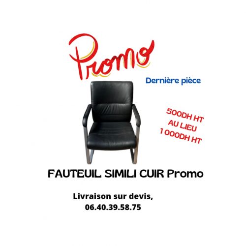 Annonce: Fauteuil simili cuir noir luge structure grise