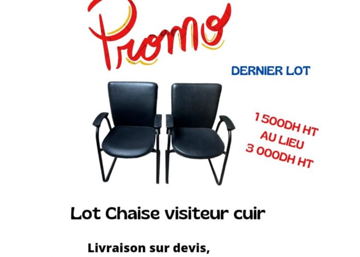 Image annonce: Lot chaise visiteur cuir noir promo