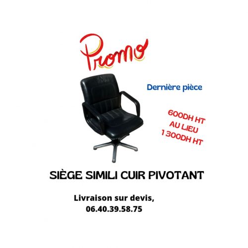 Annonce: Siege simili cuir pivotant noir promo