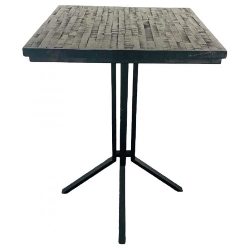 Annonce: Table de bar carrée 75x75cm en bois et métal H107cm