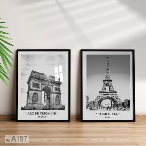Annonce 2 cadres décoratifs: Tableau noir et blanc Tour Eiffel Paris - France