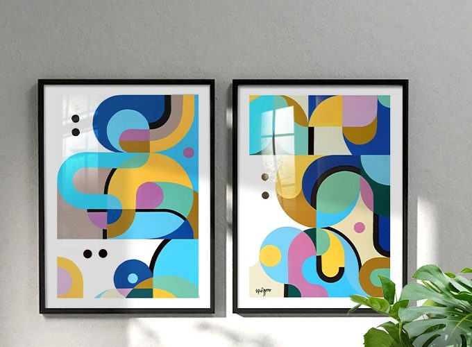 Image annonce: Art Abstrait Géométrique moderne, Tableau décoratif cadre en bois ikea à prix pas cher