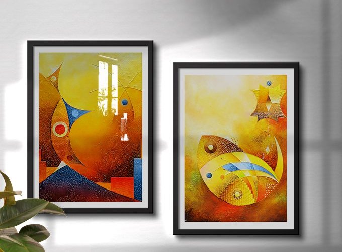Image annonce: Beauté des poissons dans la Fluidité de l’eau, Peinture Abstraite aquatique