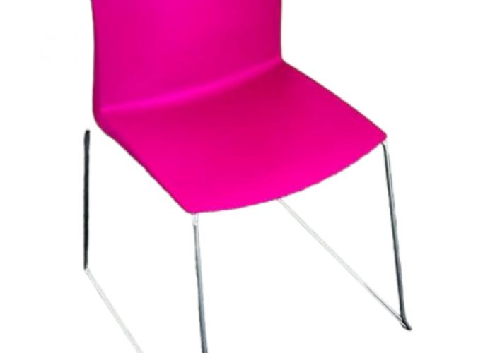 Image annonce: Chaise visiteur design piètement Traîneau rouge violet