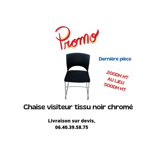 Annonce: Chaise visiteur tissu noir chromé